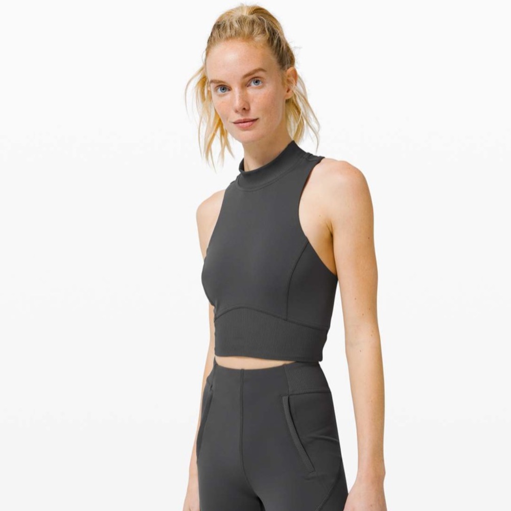 NWT Lululemon Train Free Crop Tank - Graphite Grey - Size 2